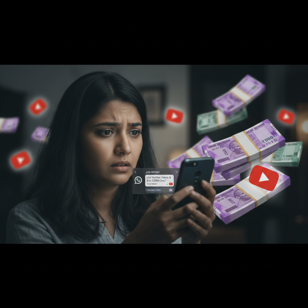 WhatsApp message part-time job like YouTube videos ₹3000/day, is it real?